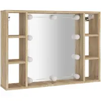 vidaXL Specchiera con LED rovere Sonoma 76x15x55 cm