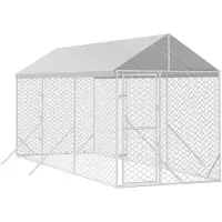 vidaXL Cuccia per cani da esterno con tetto Silver 2x6x2,5m Acciaio zincato