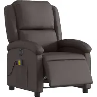 vidaXL Sedia da massaggio elettrica marrone scuro in vera pelle