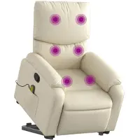 vidaXL Poltrona per massaggi con ausilio per l'assistenza in piedi in Pelle finta crema