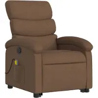 vidaXL Poltrona per massaggi con ausilio per la posizione eretta in tessuto marrone