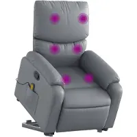 vidaXL Poltrona per massaggi con ausilio per la posizione eretta in Pelle finta grigia