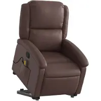 vidaXL Poltrona per massaggi con ausilio per l'assistenza in piedi in Pelle finta marrone