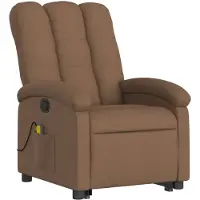 vidaXL Poltrona per massaggi con ausilio per la posizione eretta in tessuto marrone