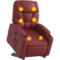 vidaXL Poltrona per massaggi con ausilio per l'assistenza in piedi in Pelle finta rosso vino