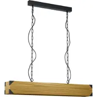 Eglo Lampadario A Sospensione Vintage Harborough Acciaio Nero Legno 4 Luci E27