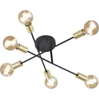 TRIO Lighting Plafoniera Cross in nero-oro 6 luci