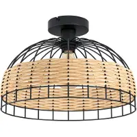 Eglo Plafoniera Anwick di acciaio con intreccio rattan