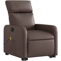vidaXL Poltrona per massaggi con ausilio per l'assistenza in piedi in Pelle finta marrone