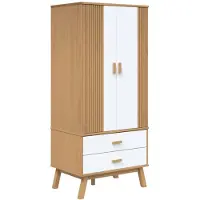 vidaXL Armadio OLDEN Bianco Marrone 76,5x53x172cm in legno massiccio di pino