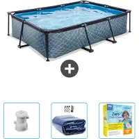 OEM Piscina solare rettangolare - 300 x 200 x 65 cm - Pompa inclusa - Copertura solare - Kit di manutenzione - Ora a un