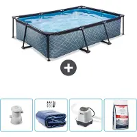 OEM Piscina rettangolare riscaldata a energia solare con pompa - 300 x 200 x 65 cm - include copertura solare - sistema a acqua salata -per piscina - ora a un prezzo particolarmente vantaggioso