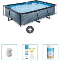 OEM Vasca da piscina rettangolare - 300 x 200 x 65 cm - Con pompa - Pastiglie di cloro - Ora a un