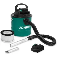 Vonroc Aspiracenere a batteria 20V - 4.0Ah - serbatoio 12L | Incl. batteria e caricatore rapido