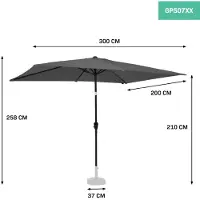 Vonroc Ombrellone Rapallo 200x300cm - Parasole rettangolare Premium | Grigio