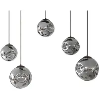 LINDBY lampada a sospensione Valentina, vetro, grigio fumo, rotonda, 125 cm