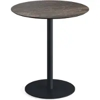 Essentials Urban - Tavolo da terrazzo, struttura nera + piano in HPL effetto legno slavato Ø70 cm, 1 pezzo