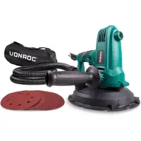 Vonroc Levigatrice pareti e soffitti 750W - 180mm | Incl. sacca raccolta polvere e 33 fogli abrasivi