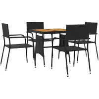 vidaXL set da pranzo da giardino 5 pezzi in polirattan nero