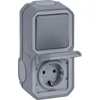Legrand Plexo NEW APWG Kombi 069746L IP44 grau Wechsel + Schukosteckdose 5 (069746L)
