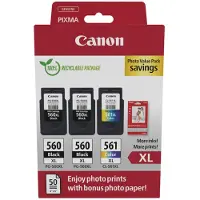 Canon Cartuccia stampante PG-560 + PG-560 + PG-561 photo value pack (PG-560XL) - Nero + 3 colori Multipack