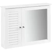 OEM Mobile da bagno - Armadietto a specchio - Mensola a muro con specchio - Bianco - 65 x 15 x 49 cm