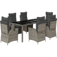 vidaXL set da pranzo da giardino 7 pezzi con cuscini in polirattan grigio