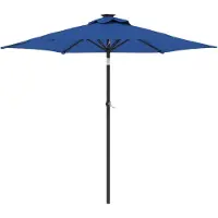 vidaXL Ombrellone con LED e palo in acciaio azzurro 225x225x212 cm
