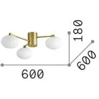 Ideal Lux Hermes plafoniera, bianco, 60 cm, a 3 luci, vetro