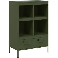 vidaXL Credenza verde oliva 68x39x101,5 cm acciaio