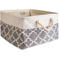 Intirilife cestino portaoggetti con maniglia in grigio con motivo - 41 x 31,5 x 21 cm - Ripiegato 41 x 33,5 x 5,5 cm - Pratico contenitore per scaffali come decorazione con coperchio