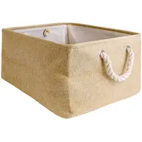 Intirilife Cestino portaoggetti con maniglia in beige - 41 x 31,5 x 21 cm - Piegato 41 x 33,5 x 5,5 cm - Pratico contenitore per scaffali come decorazione con coperchio