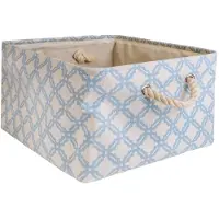 Intirilife cestino portaoggetti con manico in blu con motivo - 41 x 31,5 x 21 cm - Piegato 41 x 33,5 x 5,5 cm - Pratico contenitore per scaffali come decorazione con coperchio
