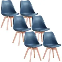 OEM Set di sedie da sala da pranzo, design moderno e minimalista, seduta imbottita in PU, blu scuro