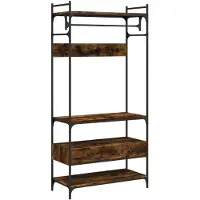 vidaXL Appendiabiti con cassetti in rovere fumé 89x39x184,5 cm