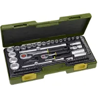 Proxxon Steckschlüsselsatz, Komplettsatz mit 1/4'' und 1/2''-Umschaltratsche