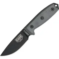 ESEE Model 3 lama nera, manico grigio 3P-MB-B con fodero + clip e MOLLE-back