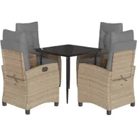 vidaXL Set da pranzo da giardino 5 pezzi con cuscini Beige mix rattan polivalente