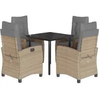 vidaXL Set da pranzo da giardino 5 pezzi con cuscini Beige mix rattan polivalente