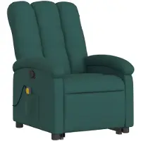 vidaXL Poltrona per massaggi con ausilio per l'assistenza in piedi in tessuto verde scuro