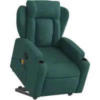 vidaXL Poltrona per massaggi con ausilio per l'assistenza in piedi in tessuto verde scuro