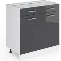 Vicco Mobiletto base per cucina R-Line Antracite lucido 80 cm senza piano di lavoro, Model 29250