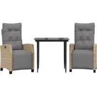 vidaXL Set da pranzo da giardino a 3 pezzi con cuscini Beige mix rattan polivalente