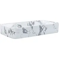 Beliani Lavabo da bagno da appoggio in Vetroceramica bianca effetto marmo 62 x 35 cm rettangolare in stile moderno