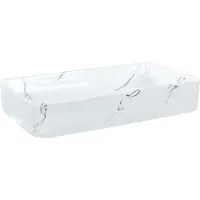 Beliani Lavandino da bagno in Vetroceramica bianca effetto marmo rettangolare 61 x 35 cm stile glam