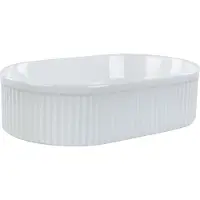 Beliani Lavabo da bagno in Vetroceramica bianca 49x31 cm ovale stile moderno