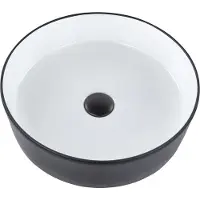 Beliani Lavabo da bagno da appoggio in Vetroceramica nera lucida 40 cm rotondo stile moderno