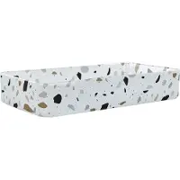 Beliani Lavabo da appoggio in Vetroceramica bianca effetto terrazzo 61 x 35 cm cm forma rettangolare bagno stile moderno