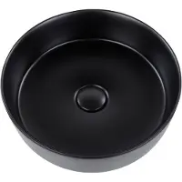 Beliani Lavabo da appoggio in Vetroceramica nera rotondo ⌀ 36 cm bagno moderno