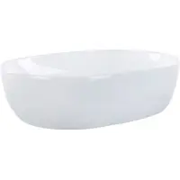 Beliani Lavabo da appoggio in Vetroceramica bianca 48 x 34 cm superficie lucida forma ovale bagno stile moderno